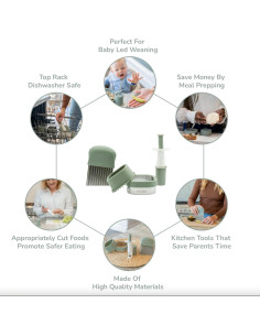 Juego de Herramientas de Cocina WeeSprout para Bebés - Verde Mate 2