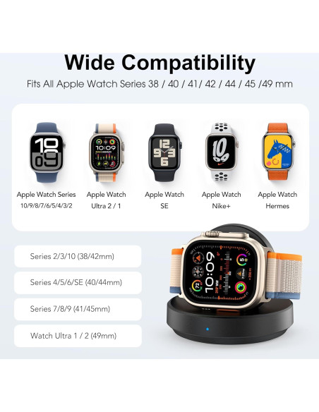 Base de Carga Magnética Inalámbrica ZAPOGO para Apple Watch - Negro