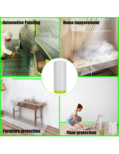 Cinta de Pintor con Plástico YUNXIHUI 140cm x 20m Rollo 2