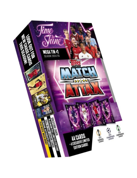 Lata Mega Match Attax 24/25 Topps - 44 Tarjetas + 4 Ediciones Limitadas