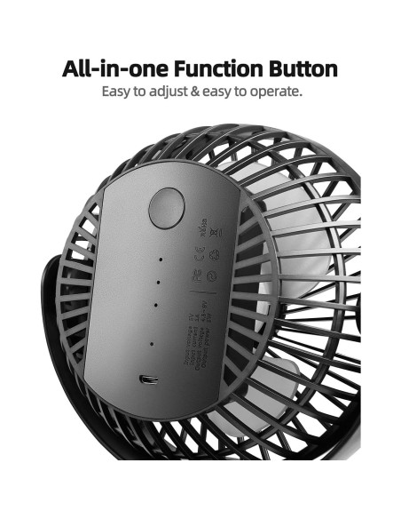 Ventilador de Clip Recargable Viniper 15 cm 5000mAh Negro