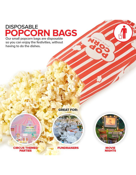 Bolsas de Papel para Palomitas Stock Your Home 100 Unidades 28g