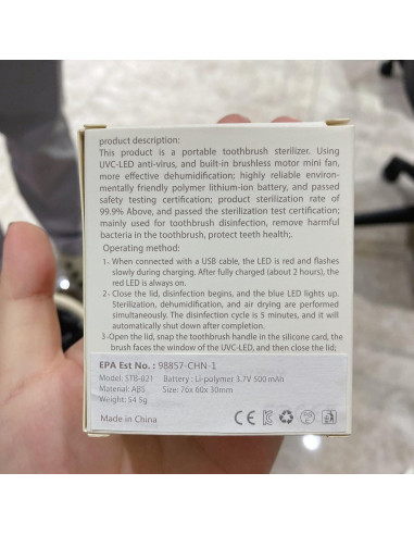 Funda de Cepillo de Dientes UV Impressive Smile Azul Recargable