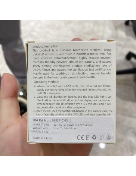 Funda de Cepillo de Dientes UV Impressive Smile Azul Recargable