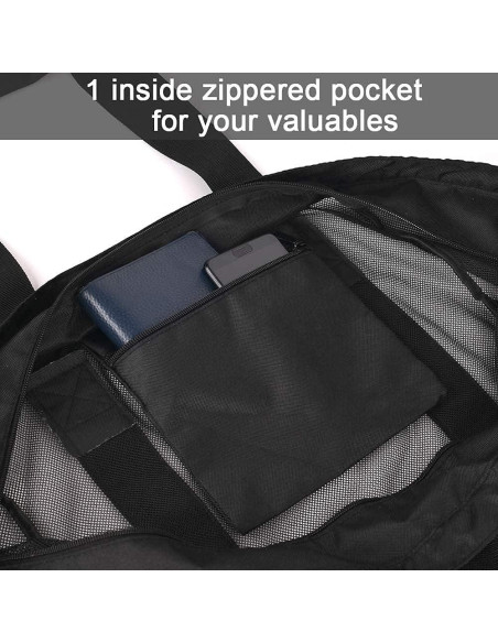 Bolsa de Playa de Malla Extra Grande GOTDYA 61x22x46cm Negra