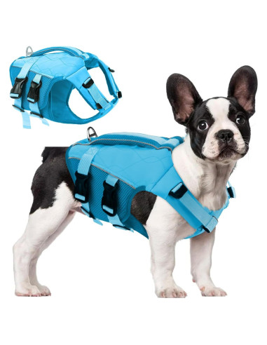 Chaleco Salvavidas para Perros ASENKU Azul XS - Seguridad y Flotación