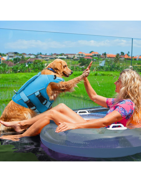 Chaleco Salvavidas para Perros ASENKU Azul XS - Seguridad y Flotación