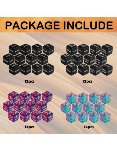 48 Piezas Contadores de Dados MTG LAMJAM con Bolsa de Terciopelo