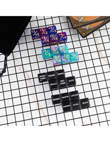 48 Piezas Contadores de Dados MTG LAMJAM con Bolsa de Terciopelo