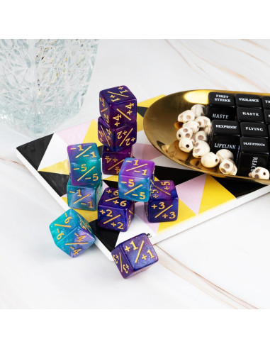 48 Piezas Contadores de Dados MTG LAMJAM con Bolsa de Terciopelo