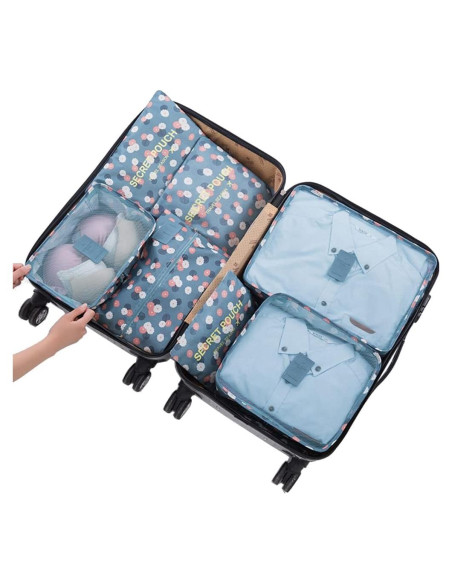 Conjunto de 7 Cubos de Empaque Fxkoolr - Impermeables Azul Conjunto de 7 Cubos de Empaque Fxkoolr - Impermeables Azul