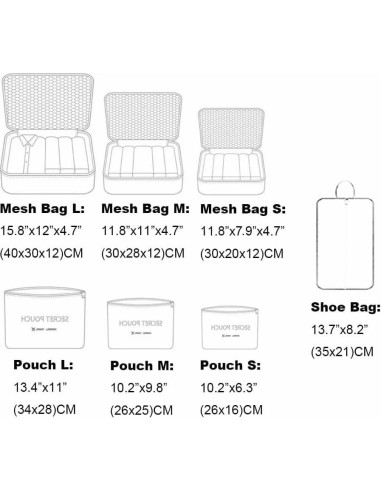 Conjunto de 7 Cubos de Empaque Fxkoolr - Impermeables Azul