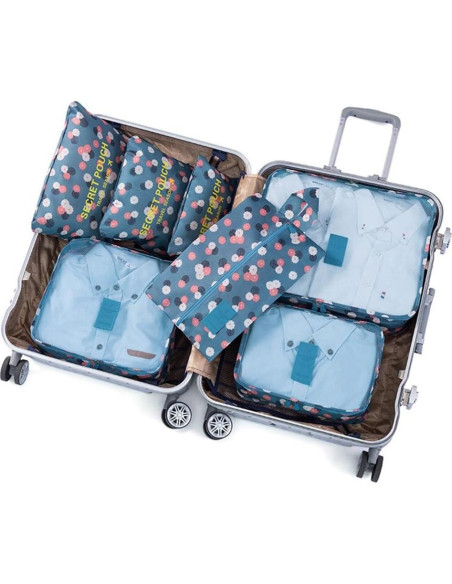 Conjunto de 7 Cubos de Empaque Fxkoolr - Impermeables Azul Conjunto de 7 Cubos de Empaque Fxkoolr - Impermeables Azul