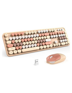 Combo Teclado y Ratón Inalámbrico KNOWSQT Color Té con Leche