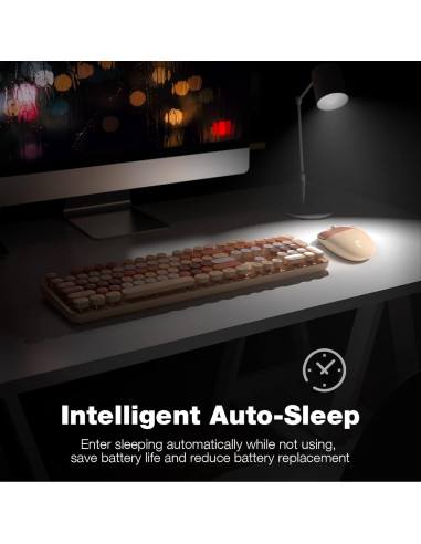 Combo Teclado y Ratón Inalámbrico KNOWSQT Color Té con Leche