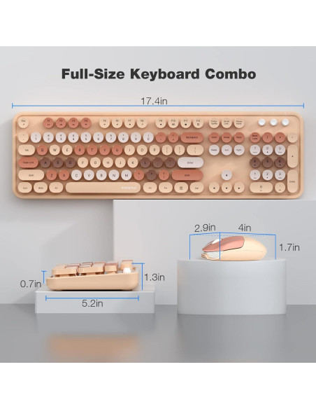 Combo Teclado y Ratón Inalámbrico KNOWSQT Color Té con Leche
