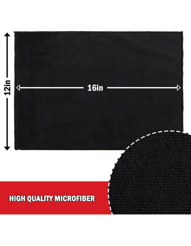 Paño de Microfibra AIDEA 12 Unidades 30x40cm Negro