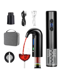 Juego de abridor de vino eléctrico OYNUPIKR con aireador y tapón