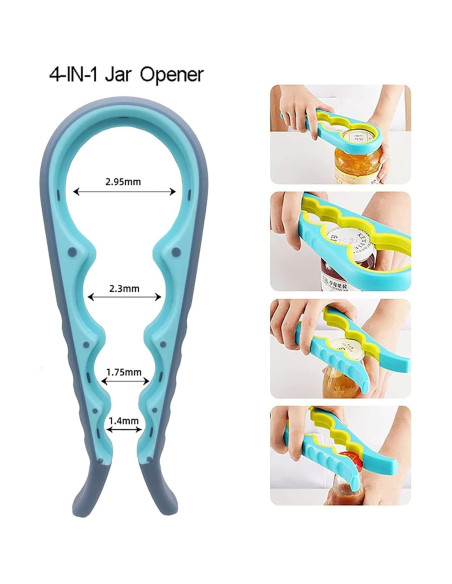 Abrebotellas ergonómico Kunovo 4-en-1 y 5-en-1 para manos débiles