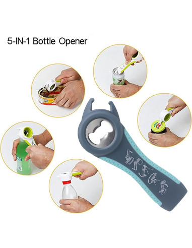 Abrebotellas ergonómico Kunovo 4-en-1 y 5-en-1 para manos débiles