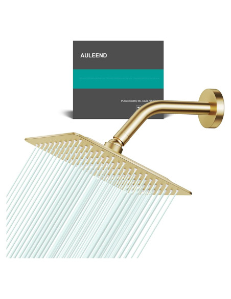 Cabezal de Ducha Cuadrado AULEEND 20.32 cm Oro Cepillado