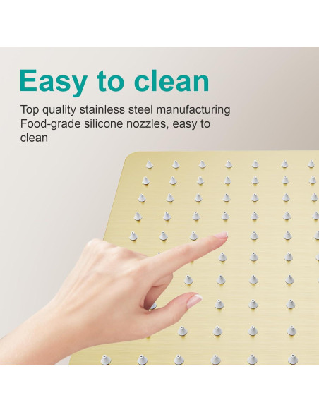 Cabezal de Ducha Cuadrado AULEEND 20.32 cm Oro Cepillado