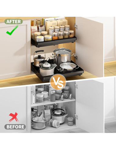 Organizador de Gabinete Expandible DOMNIU 2 Pack Negro 29.5-44.5cm