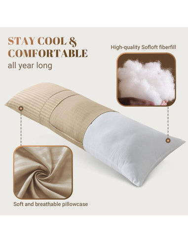 Almohada Corporal Cosybay 137x51 cm Beige Firme y Lavable