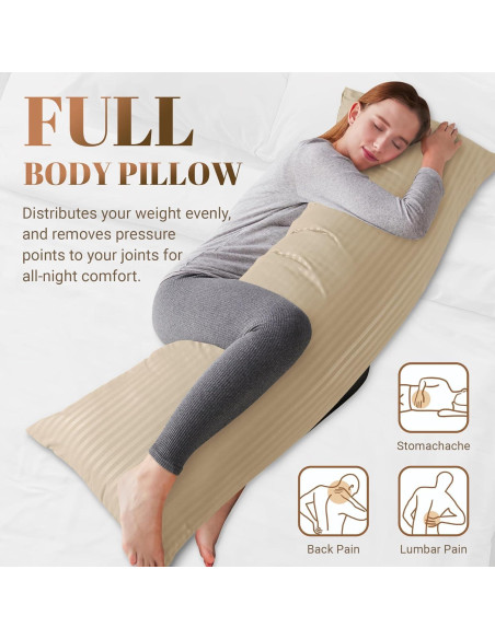 Almohada Corporal Cosybay 137x51 cm Beige Firme y Lavable