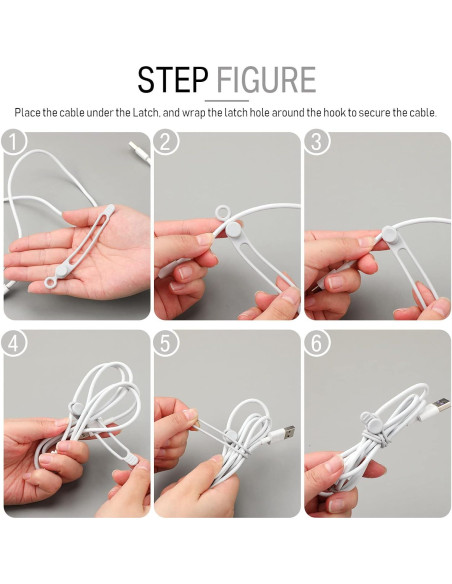 Sujetadores de Cable de Silicona Nuanchu 40 Pcs Ajustables 10.6 cm