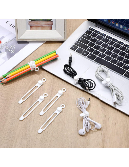 Sujetadores de Cable de Silicona Nuanchu 40 Pcs Ajustables 10.6 cm