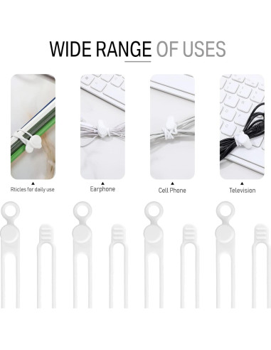 Sujetadores de Cable de Silicona Nuanchu 40 Pcs Ajustables 10.6 cm