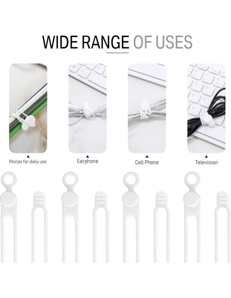 Sujetadores de Cable de Silicona Nuanchu 40 Pcs Ajustables 10.6 cm
