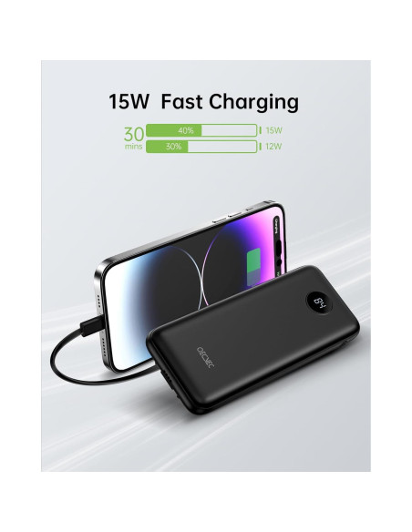 Cargador Portátil QECVEC 10000mAh Pack de 2 con Cables Cargador Portátil QECVEC 10000mAh Pack de 2 con Cables