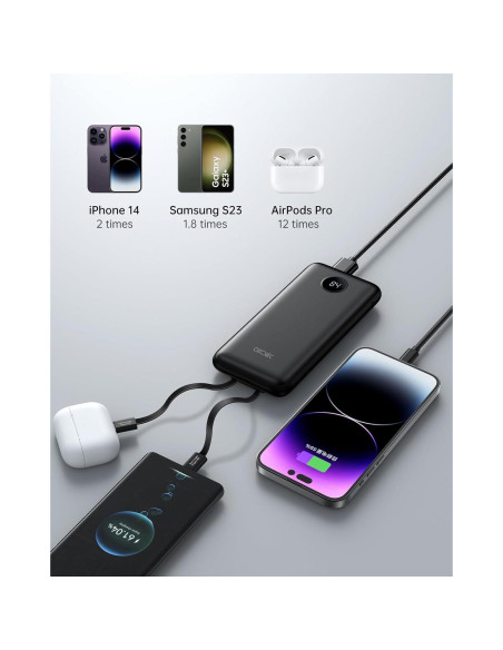 Cargador Portátil QECVEC 10000mAh Pack de 2 con Cables Cargador Portátil QECVEC 10000mAh Pack de 2 con Cables