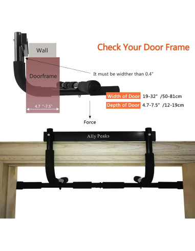 Barra de Dominadas Ally Peaks para Puerta - Acero 200 kg