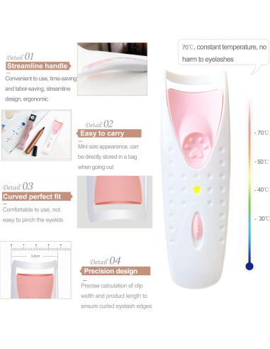 Rizador de Pestañas Eléctrico Portátil Whybraw Rosa