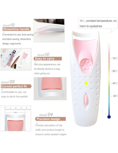 Rizador de Pestañas Eléctrico Portátil Whybraw Rosa Rizador de Pestañas Eléctrico Portátil Whybraw Rosa