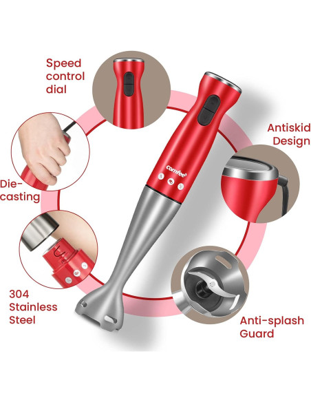 Batidora de Inmersión COMFEE' 200W 2 Velocidades 600ml Roja Batidora de Inmersión COMFEE' 200W 2 Velocidades 600ml Roja