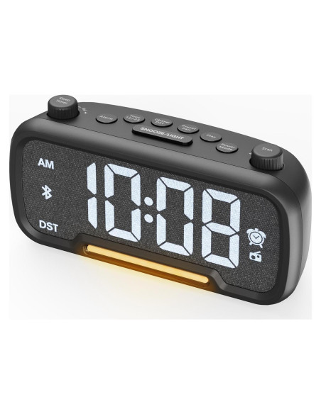 Reloj Despertador ROCAM con Radio FM y Bluetooth Negro