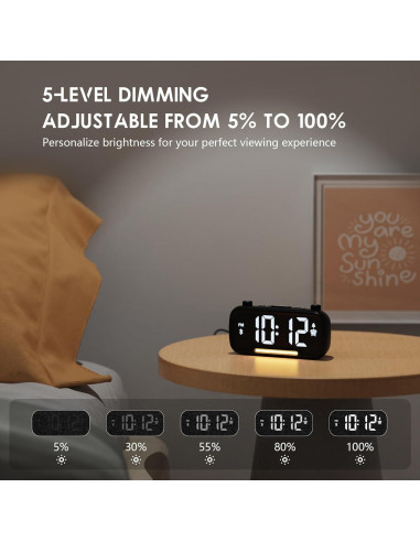 Reloj Despertador ROCAM con Radio FM y Bluetooth Negro