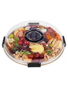 Tabla de Charcutería Redonda Renmxj con Tapa Transparente 34.3cm