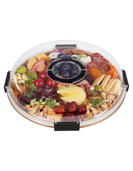 Tabla de Charcutería Redonda Renmxj con Tapa Transparente 34.3cm