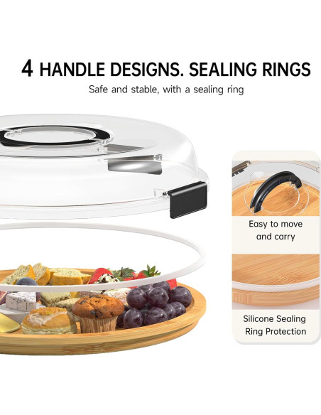 Tabla de Charcutería Redonda Renmxj con Tapa Transparente 34.3cm