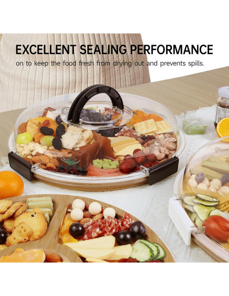 Tabla de Charcutería Redonda Renmxj con Tapa Transparente 34.3cm