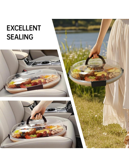 Tabla de Charcutería Redonda Renmxj con Tapa Transparente 34.3cm