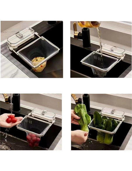 Colador de Fregadero Plegable OEYEWOW con Ventosa y 50 Bolsas