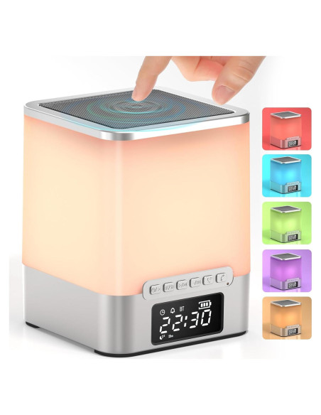Reloj Despertador Bluetooth Vicsoon con Luz Nocturna RGB