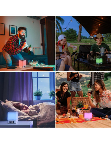 Reloj Despertador Bluetooth Vicsoon con Luz Nocturna RGB