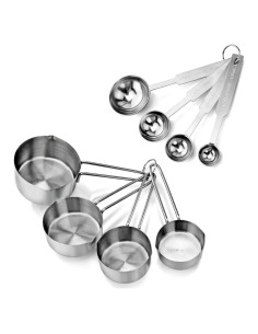 Conjunto de Tazas y Cucharas Medidoras Acero Inoxidable 8 Piezas New Star